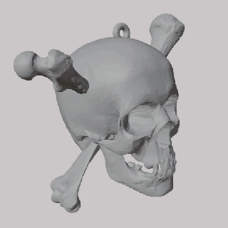 crâne os pirate porte clés pendentif boucles d'oreilles 3d print model - Mito3D