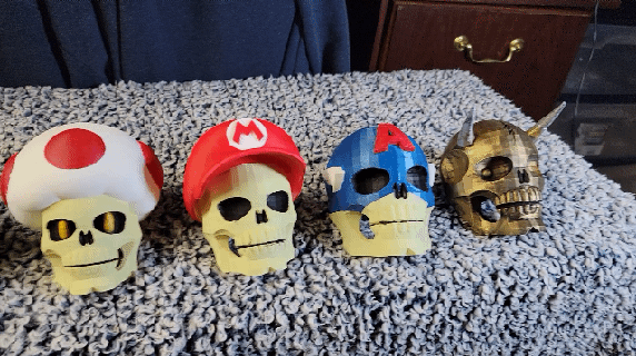 skull bundle Art super mario luigi brothers game toy fun toadstool robocop wolverine xmen demon skulls cap captain america 3d print model - Mito3D