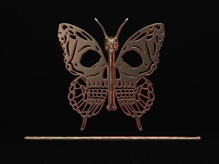 crâne papillon terreur Halloween pince cheveux soutien gorge 3d print model - Mito3D