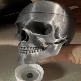 skull candy dispenser halloween toy moveable jaw articulated gumball machine 3d print model - Mito3D