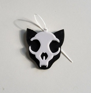 skull cat keychain pendant quick print earrings key rings silhouette black halloween binding isaac leviathan leviatan nintendo jewel earring complement party gift fast 3d print model - Mito3D