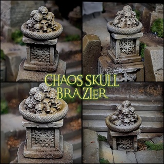 skull chaos brazier Art celtic bases basing terrain pillar scatter window castle 3d print model - Mito3D