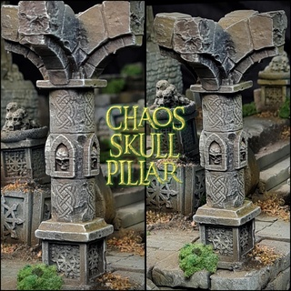 skull chaos pillar Art celtic bases basing terrain scatter window castle 3d print model - Mito3D