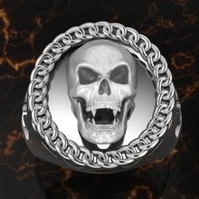 skull chopper ring jewelry rings gentleman motorcycles skulls 3d print model - Mito3D