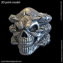 skull claws vol1 ring jewelry biker punk gothic mythical creature hand nails monster beast head bone fantasy mens rider horror finger halloween rings 3d print model - Mito3D