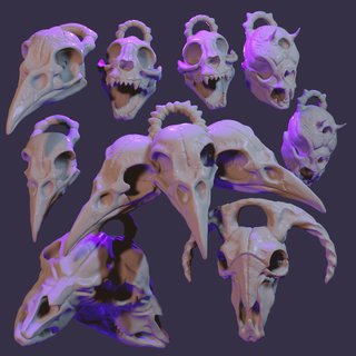 crânio coleção brinco colar gótico animal joalheria 3d print model - Mito3D
