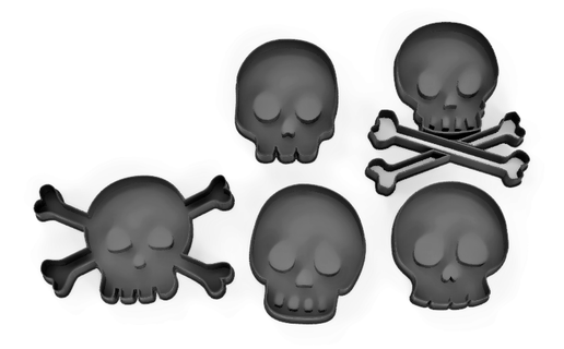 skull cookie cutter set cookie cutter skull crossbones  3d print model - Mito3D