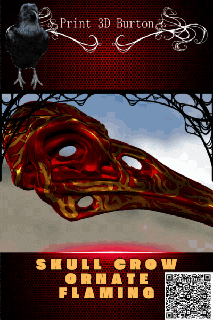 skull crow ornate flaming 3d print model - Mito3D