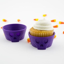 skull cupcake holder home halloween parties events 3d print model - Mito3D