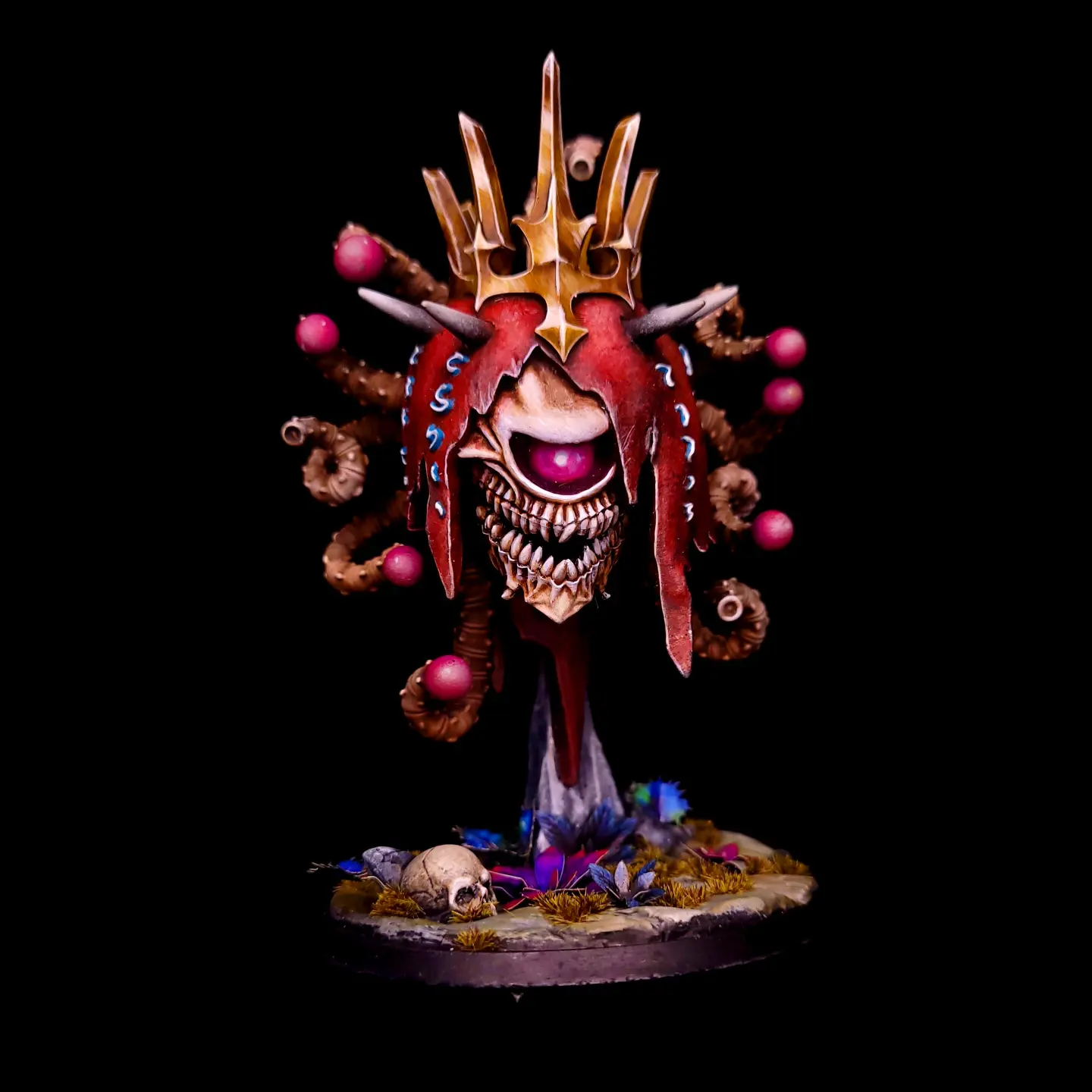 cráneo muerte espectador jefe fantasía Rey monstruo rpg muertos vivientes miniatura tirano pionero pintado soportado 3D print model - Mito3D