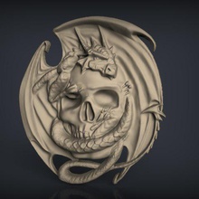 cráneo de dragón cnc router arte 3d print model - Mito3D