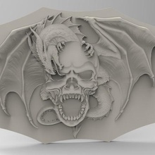 cráneo de dragón.art.3d.modelo.stl.medieval.el alivio.dinosaurio 3d print model - Mito3D