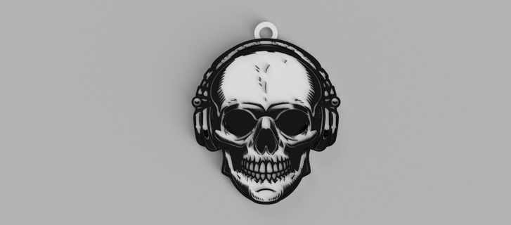 skull earphones keychain - pendant earrings 3d print model - Mito3D