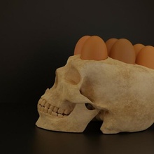 skull egg holder eggs home 3d print model - Mito3D