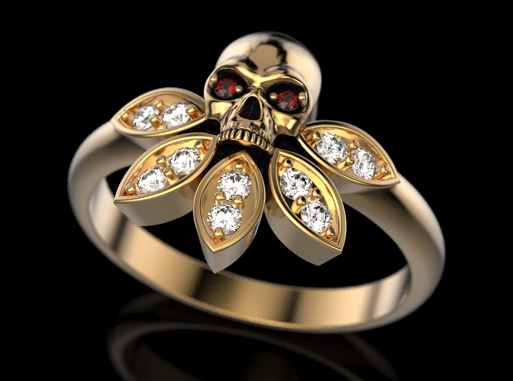 cranio Fidanzamento squillare 6 gioielleria Stampa 3dprinted stampabile anelli design gioiello d'oro moda stampa oro prototipazione argento nozze motociclista 3D print model - Mito3D