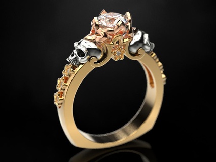 cranio Fidanzamento squillare 7 moda donna gioielleria 3dprinted anelli design gioiello d'oro stampa oro prototipazione argento nozze motociclista 3d print model - Mito3D