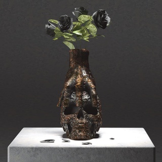 skull flowerpot flowerpot plants pot planters skull hand death gothic  3d print model - Mito3D