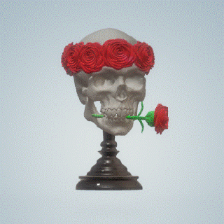 skull fl skulls roses 3d model art life death duality beauty love reflection philosophy precision realistic creativity 3d print model - Mito3D
