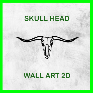 skull head wall art 2d deco decoration inspiration love bed room animal deer wildlife hunter 3d print model - Mito3D