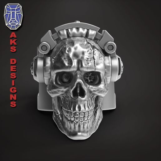 skull headphone 1 ring jewelry jewel jewellery biker gang club riders mens womens punk fancy jewelri earphone music dude rock band pendants 3D print model - Mito3D