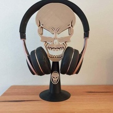 crâne casque musique supporter gadget facile cadeau écouteurs titulaire soutien squelette l'audio 3d print model - Mito3D