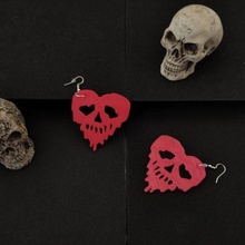 skull heart earring jewelry earrings alternative goth 3d print model - Mito3D