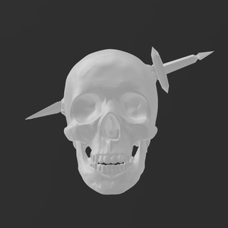 crâne empalé épée art squelette effrayant Halloween hanté fossile mur os croisés 3d print model - Mito3D