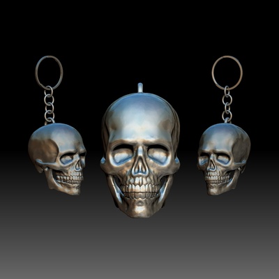 skull keychain jewelry necklaces key art fan 3d stl print printable toy relief decor artcam pendant 3d print model - Mito3D