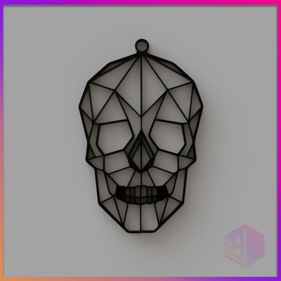 skull keychain brooch halloween 3d print model - Mito3D