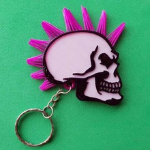 skull keychain hair jewelry keychains stencil multicolor llavero calavera 3d print model - Mito3D