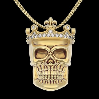 skull king pendant Jewelry skull pendant silver gold king jewelry printable 3d model trend fashion design zbrush tiger  3d print model - Mito3D