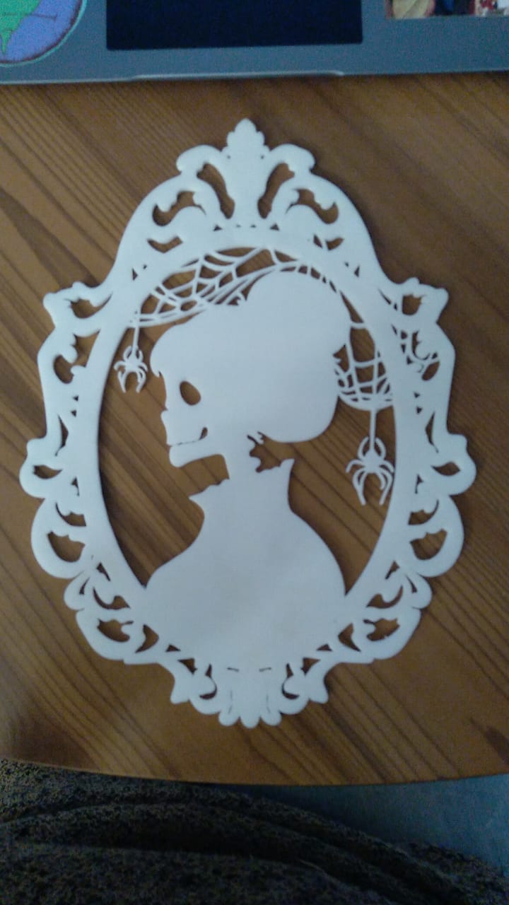cranio signora skull silhouette tavolo deco decorazione 3D print model - Mito3D