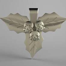 skull leaves pendant jewelry leave art fashion jewel 3d print model - Mito3D