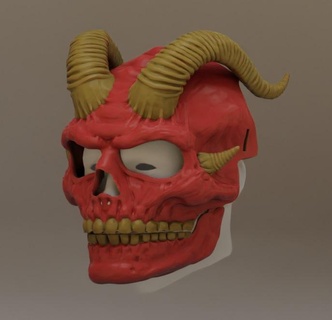 skull mask articulated jaw horns devil demon dark skeleton death 3d print model - Mito3D