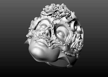skull masquerade woman mask ring floral jewelry rings skeleton bone art head character anatomy face fashion 3d print model - Mito3D