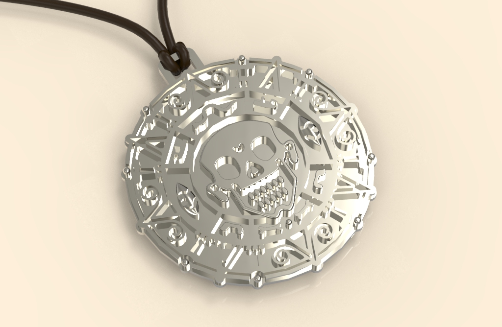 skull medallion medal pendant 3D print model - Mito3D