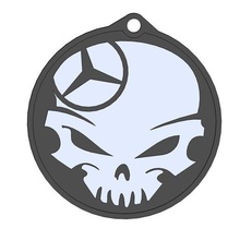 skull mercedes benz keychain jewelry logo 3d print model - Mito3D