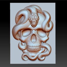 crâne modèle bas-relief art animal serpent boa python pendentif estampage la sculpture gravure artcam 3d cnc punk démon 3d print model - Mito3D