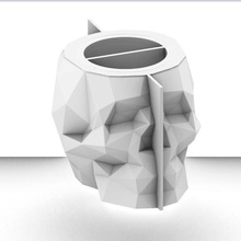 crânio molde do pote de cimento a casa vaso flores geometria geométricas baixo poli baixa contagem polígonos planta especificamente 3d print model - Mito3D
