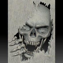crânio do monstro de baixo-relevo arquivo stl cnc impressão 3d a arte roteador horror socorro 3d print model - Mito3D