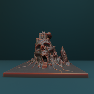cranio montagna statua regno albero roccia calcolo concetto arte 3d print model - Mito3D