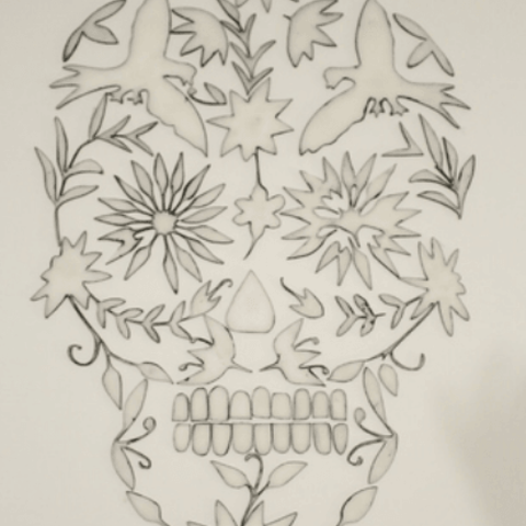 crânio mural a casa arte espanhol pla imprimir 3D print model - Mito3D