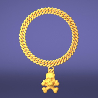 Schädel Halskette kubanisch Verknüpfung Kette flexi flexibel printinplace unterstützt Mode Schmuck Spielzeug 3d print model - Mito3D