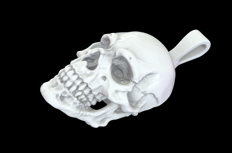 cráneo colgante pendiente joyería joya simbolismo misterio mortalidad artesanía macabro humano oscuridad declaración trozo 3D print model - Mito3D