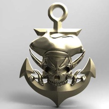 calavera pirata 2 la joyería en marina mar art de moda impresión llavero el colgante cráneo 3d print model - Mito3D