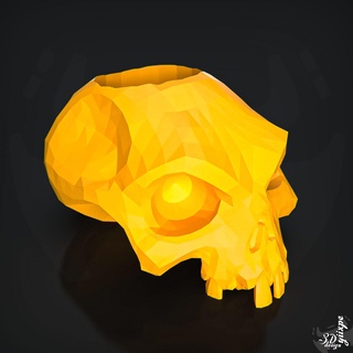skull poly yiixpe decor pet toy decoration statue print place cute cults flower plant container 3d print model - Mito3D