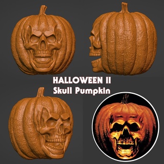 skull pumpkin halloween 2 michael myers movie scary jack lantern spooky season fall october31 skeleton head 3d print model - Mito3D
