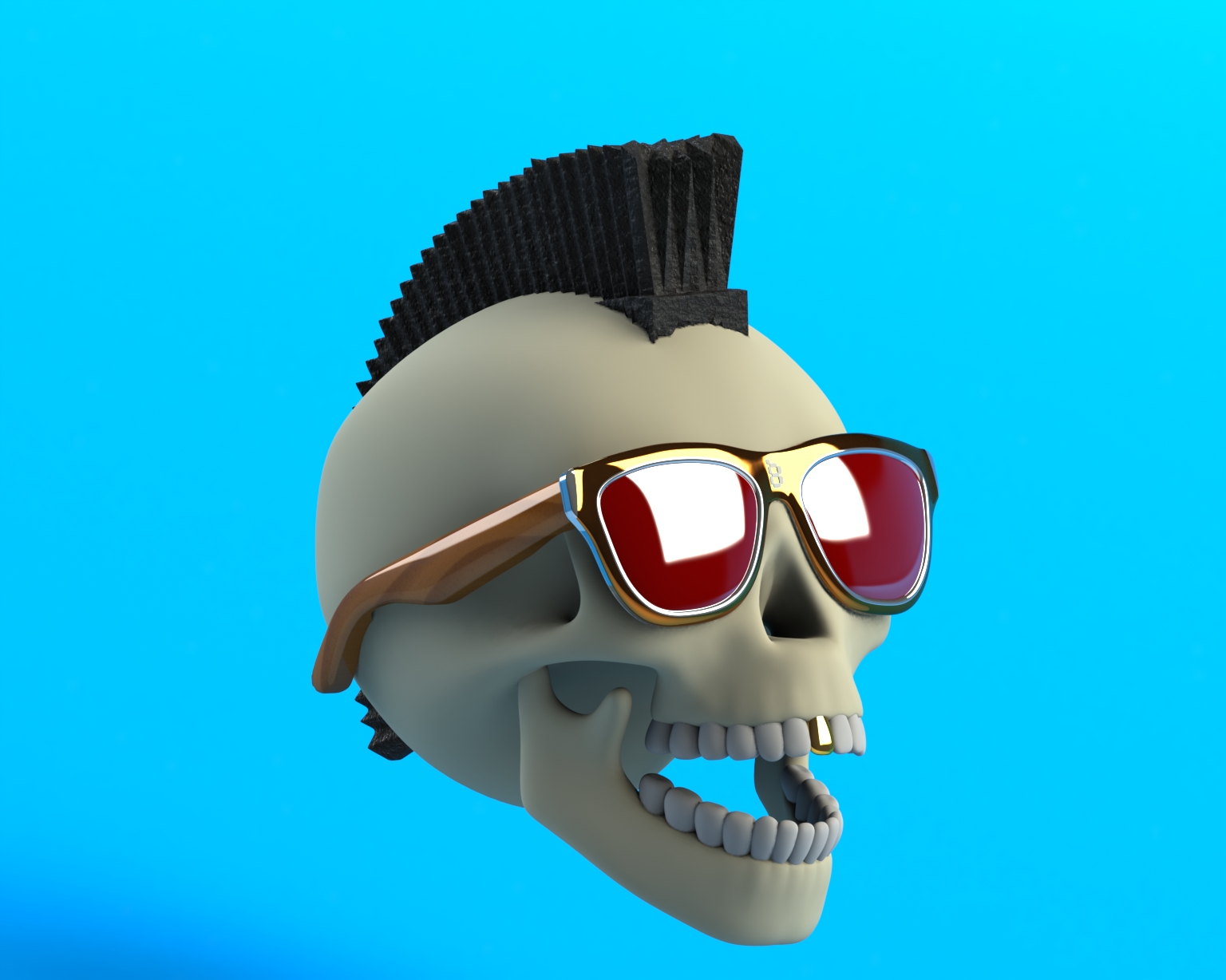 skull punk calavera desk glasses sunglasses mohawk mohicano cool chill 3D print model - Mito3D