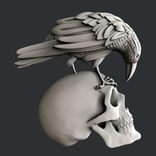 kafatası raven sanat 3dmodels yazıcı kemikler sihirli artcam talip vcarve 3d print model - Mito3D