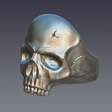 skull ring jewelry figurines sculpture miniatures dead-head 3d print model - Mito3D